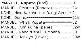 Whakapapa Rapata Manuel (3rd)